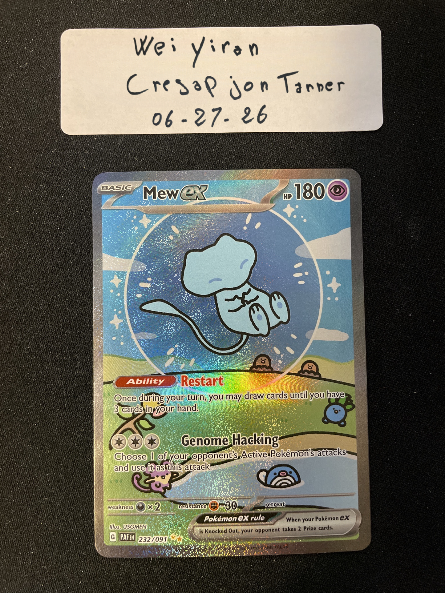 Pokemon Mew ex 232/091 - Paldean Fates - Special Illustration Rare SIR - Bubble Mew Holo Near Mint