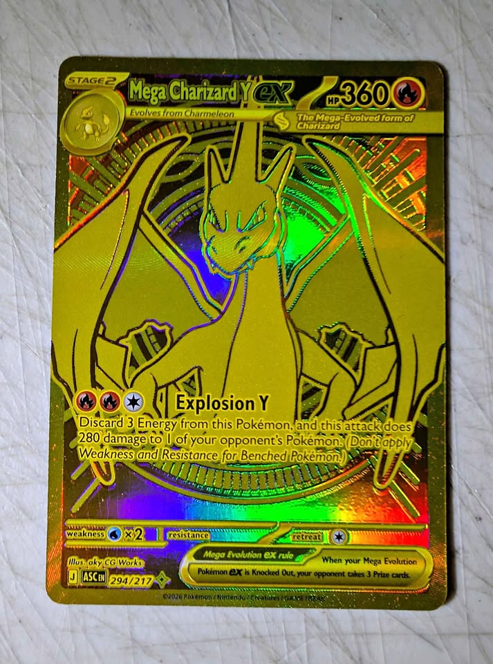 Pokemon Authentic Mega Charizard Y ex 294/217 Gold Hyper Rare