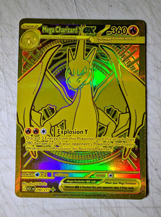 Pokemon Authentic Mega Charizard Y ex 294/217 Gold Hyper Rare